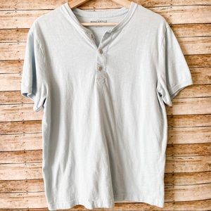 J Crew Mercantile Light Blue Henley Short Sleeve Shirt Medium